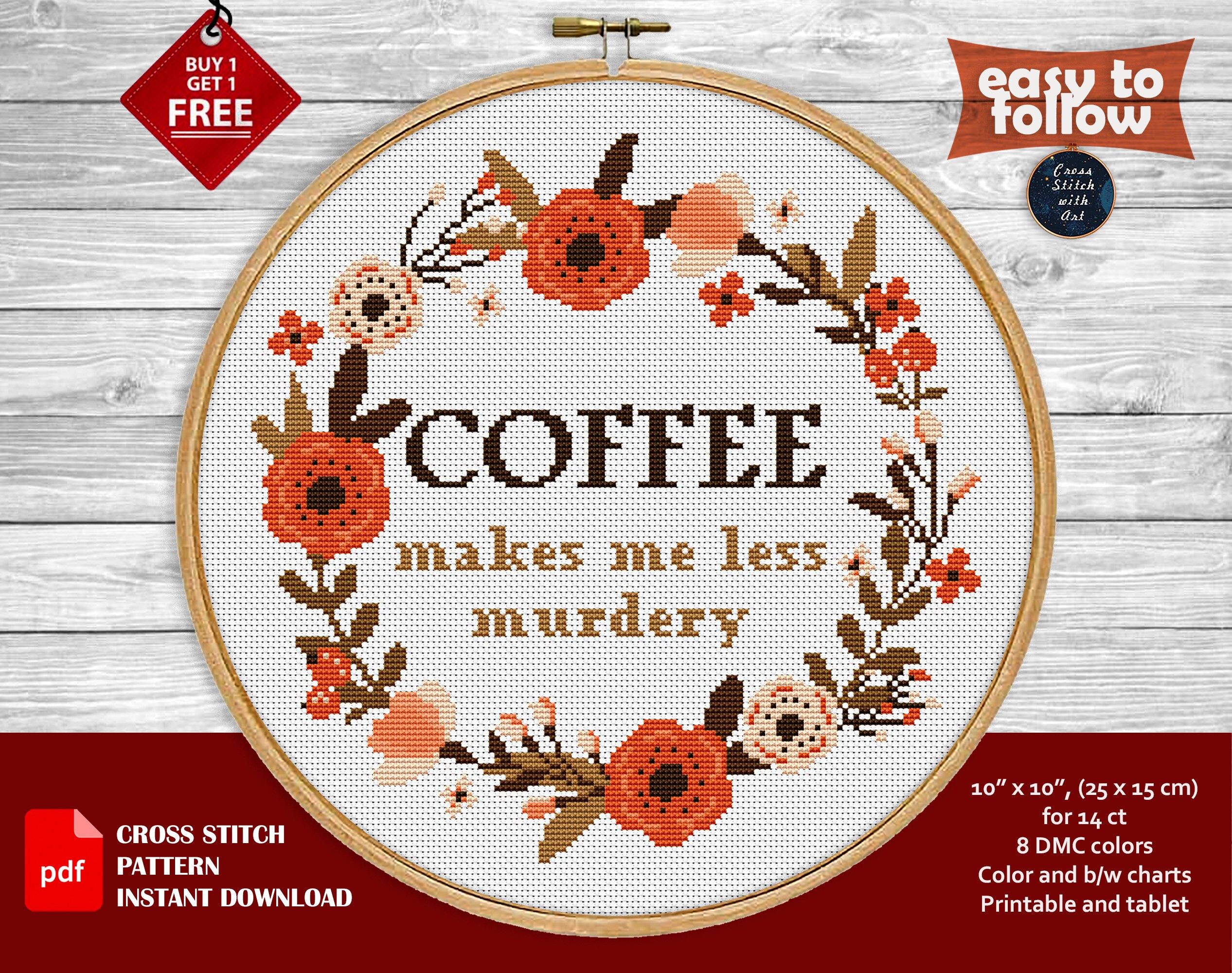 Snarky Cross Stitch Pattern. Coffee Cross Stitch PDF. Cross Etsy
