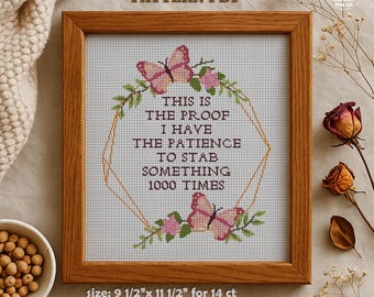 Lustiges sarkastisches Kreuzstichmuster, Blumenkranz (PDF-Muster)