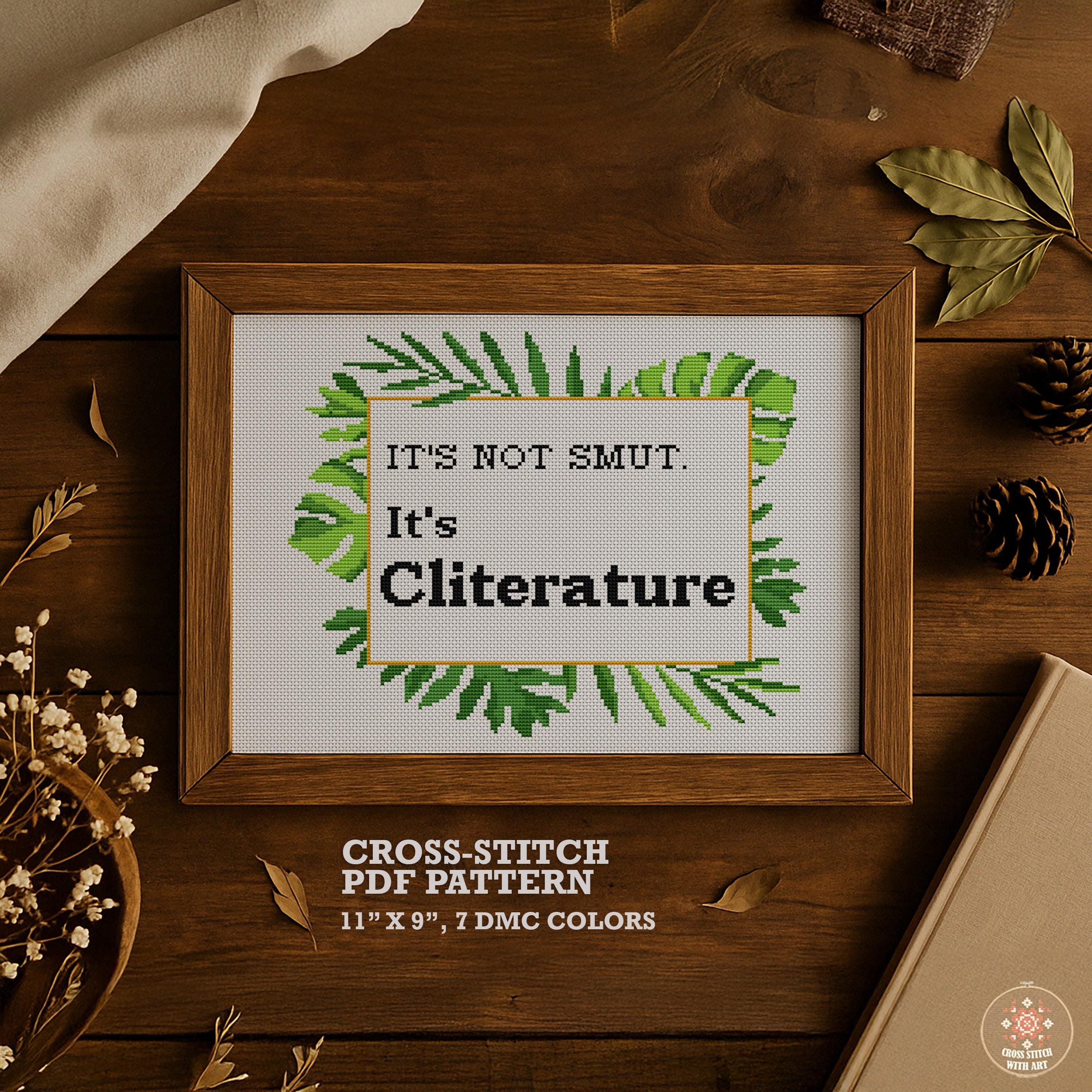Cliterature Cross Stitch Pattern – Funny Feminist Book Lover Gift