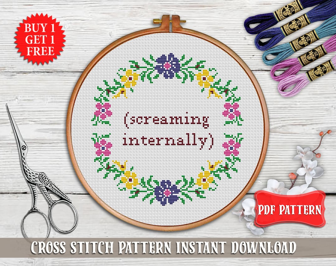 Vintage Sewing Scissors cross-stitch pattern (XL size, High colors