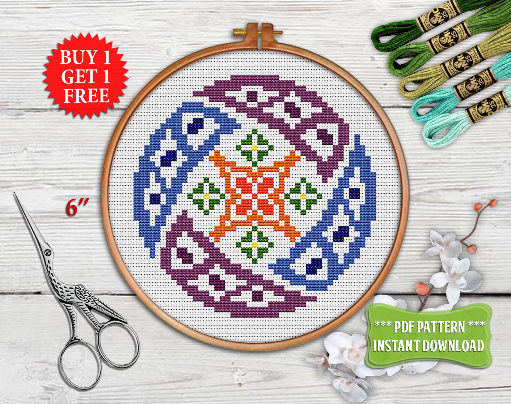 Ornamental Mandala Cross Stitch Pattern Religious Ornamental Mandala Cross Stitch Pattern Religious