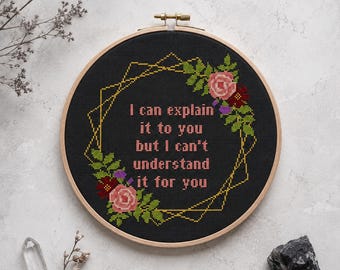 Snarky Quote Cross Stitch Pattern, Nerdy Sarcastic Decor (PDF)