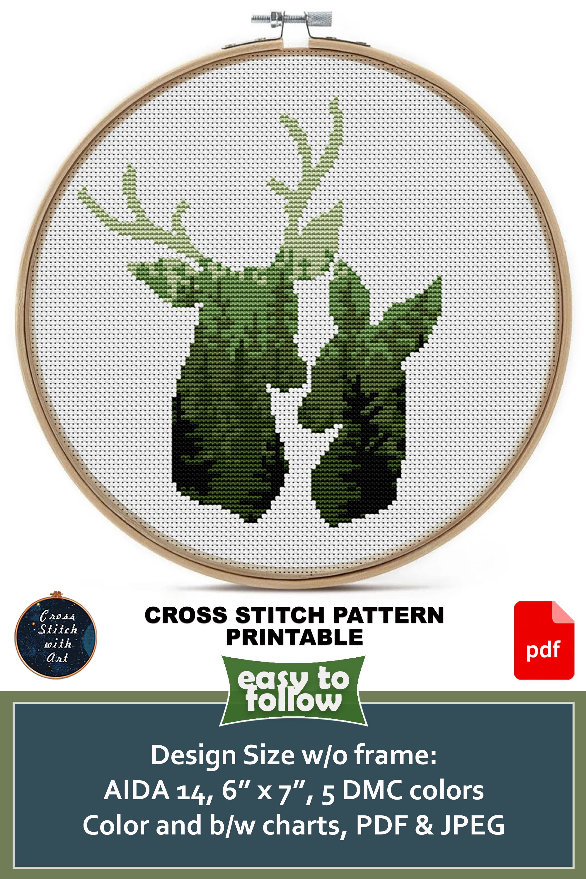deers-cross-stitch-pattern-forest-scenery-cross-stitch-pdf-landscape-cross-stitch-counted-modern-cross-stitch-easy-animal-cross-stitch-etsy