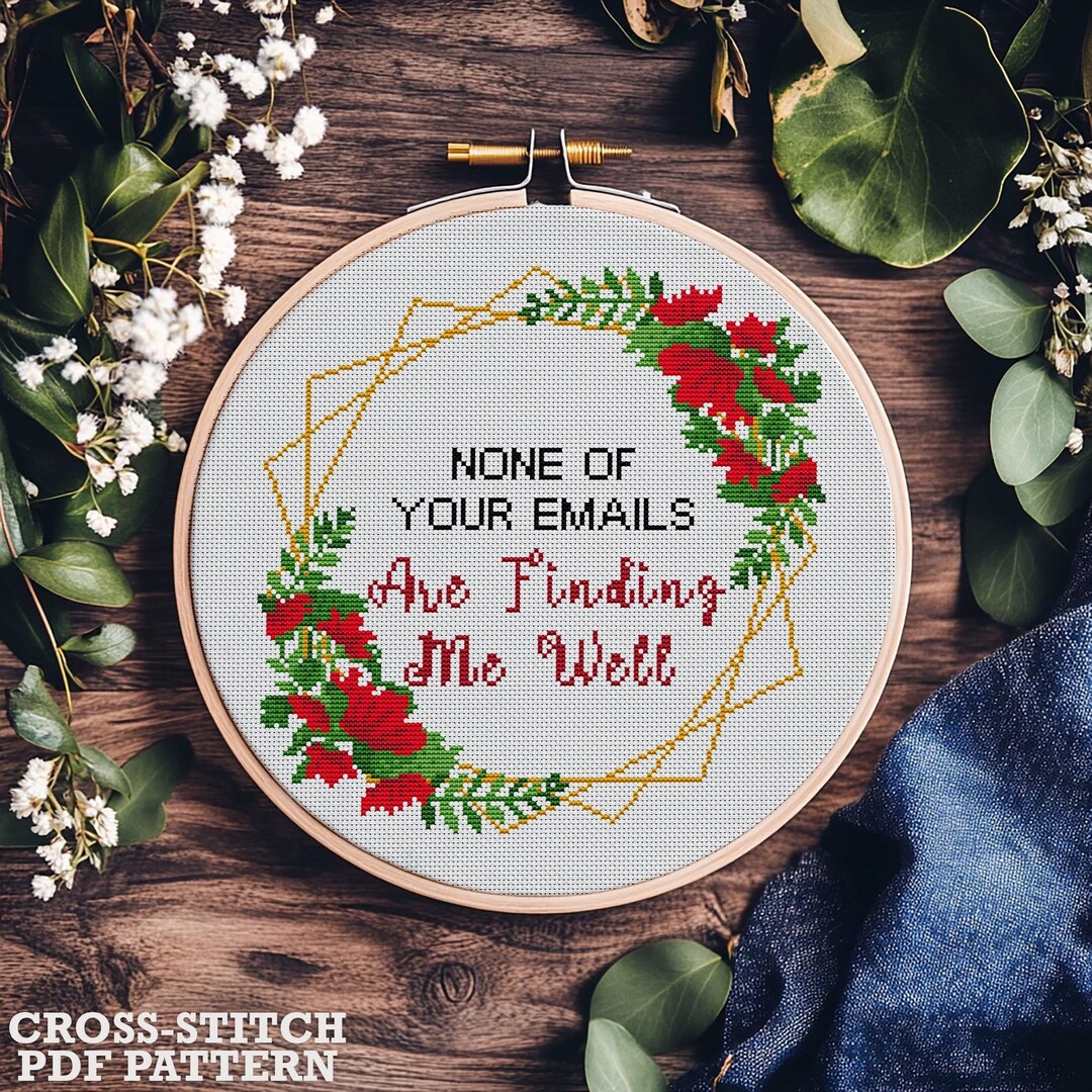 Funny Office Cross Stitch Pattern – Sarcastic Floral Embroidery (PDF ...