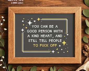 Funny F*ck Off Cross Stitch Pattern, Sarcastic Therapy (PDF)
