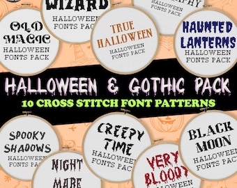 Halloween Gothic Schriften Kreuzstichmuster: Gruseliges Alphabet (PDF)