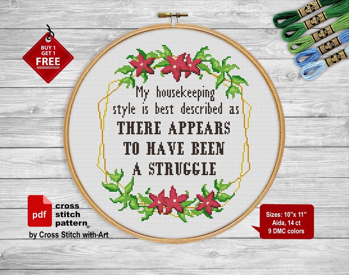 My Housekeeping Style Cross Stitch Pattern. Snarky Cross Etsy