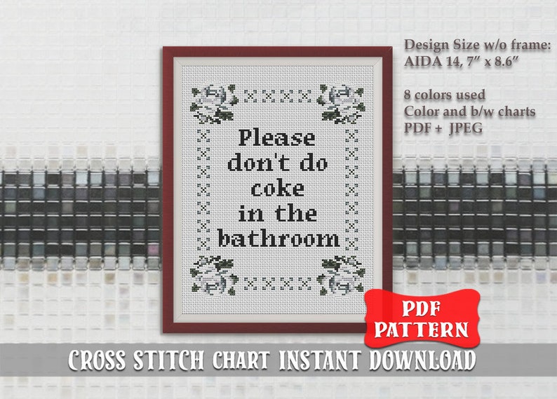 Inappropriate Cross Stitch Pattern Don't Do Coke Modern Etsy