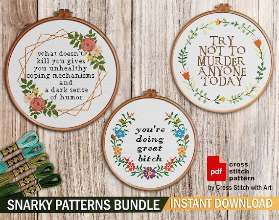 Snarky Christmas Sayings Counted Cross Stitch Pattern Book by
