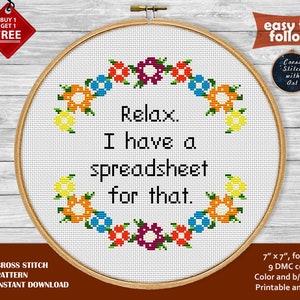 Snarky cross stitch pattern. I have a spreadsheet Sarcastic cross stitch PDF. Sassy cross stitch sign Easy, rude cross stitch, flower border