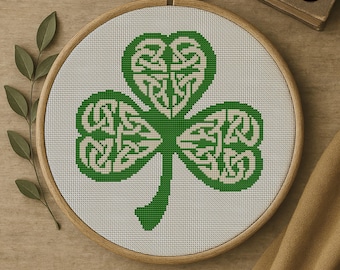 Celtic Knot Shamrock Cross Stitch Pattern (PDF Pattern)