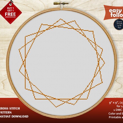 Frame Cross Stitch Pattern. Border Cross Stitch PDF. Modern Etsy