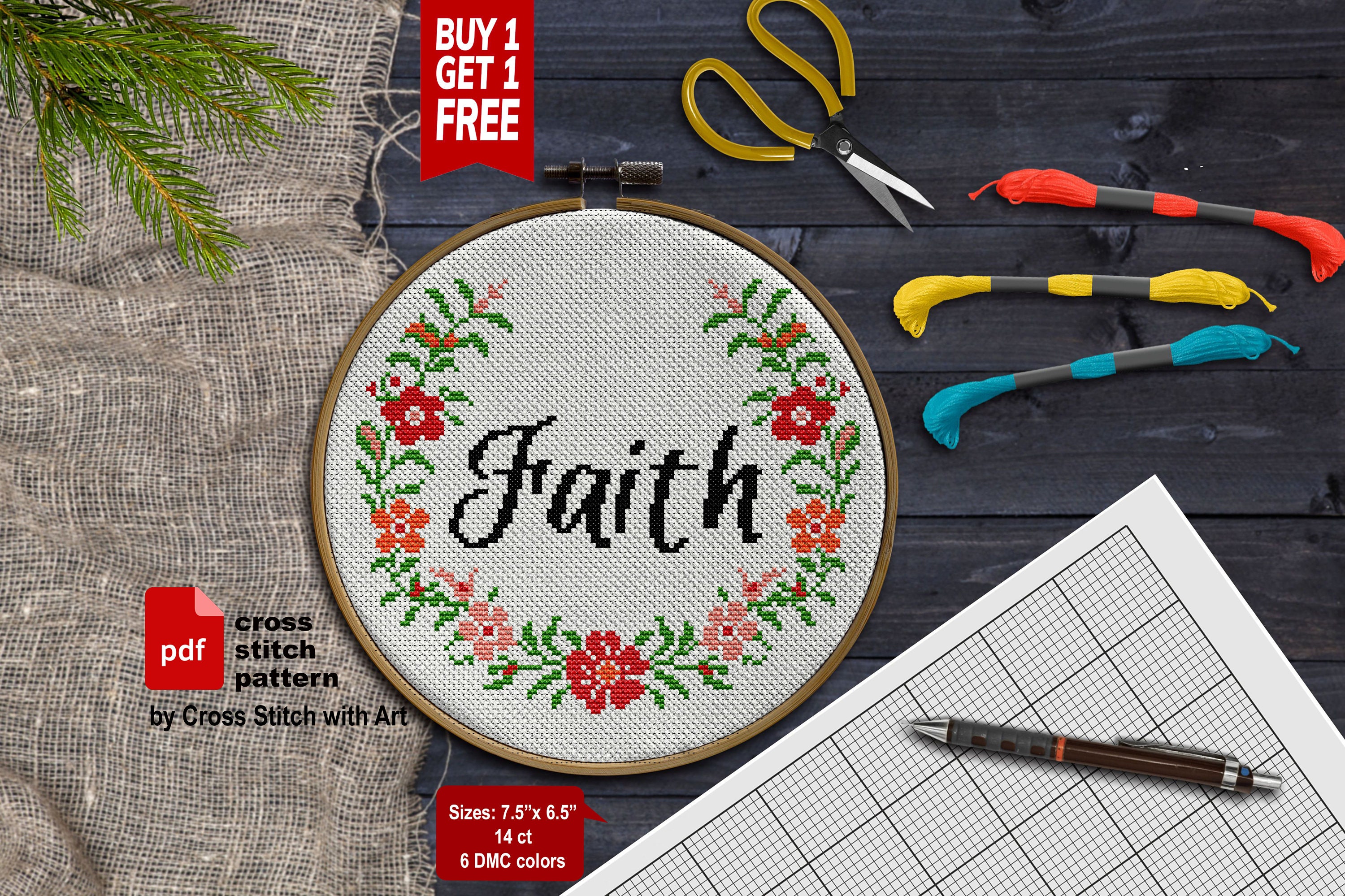 Faith cross stitch pattern. Christian cross stitch Home decor Etsy