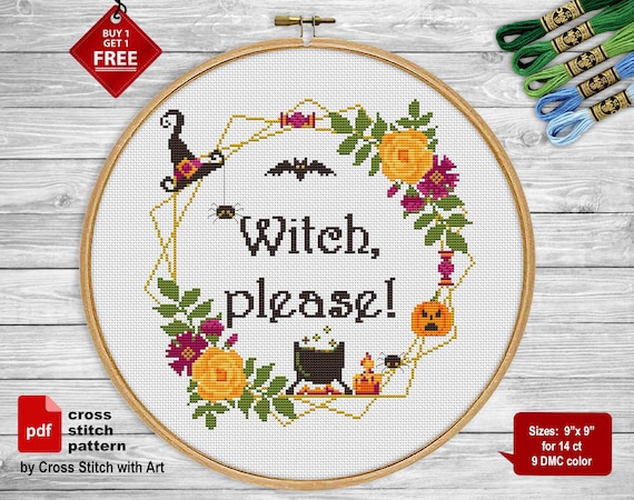 Witch Please Cross Stitch Pattern. Halloween Cross Stitch PDF. - Etsy UK