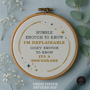 Snarky Cross Stitch Pattern: Humble Enough, Cocky Enough (PDF)