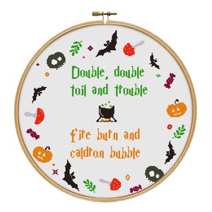 Halloween cross stitch patterns bundle. Witch please cross stitch PDF. Modern cross stitch. Easy counted xstitch. Halloween embroidery image 6