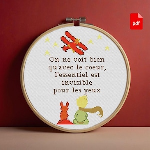 The Little Prince Cross Stitch Pattern: Exupery Quote (PDF Download)
