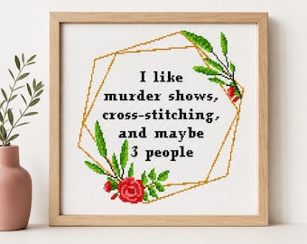 Funny Cross Stitch Pattern: True Crime Lover Quote (PDF)
