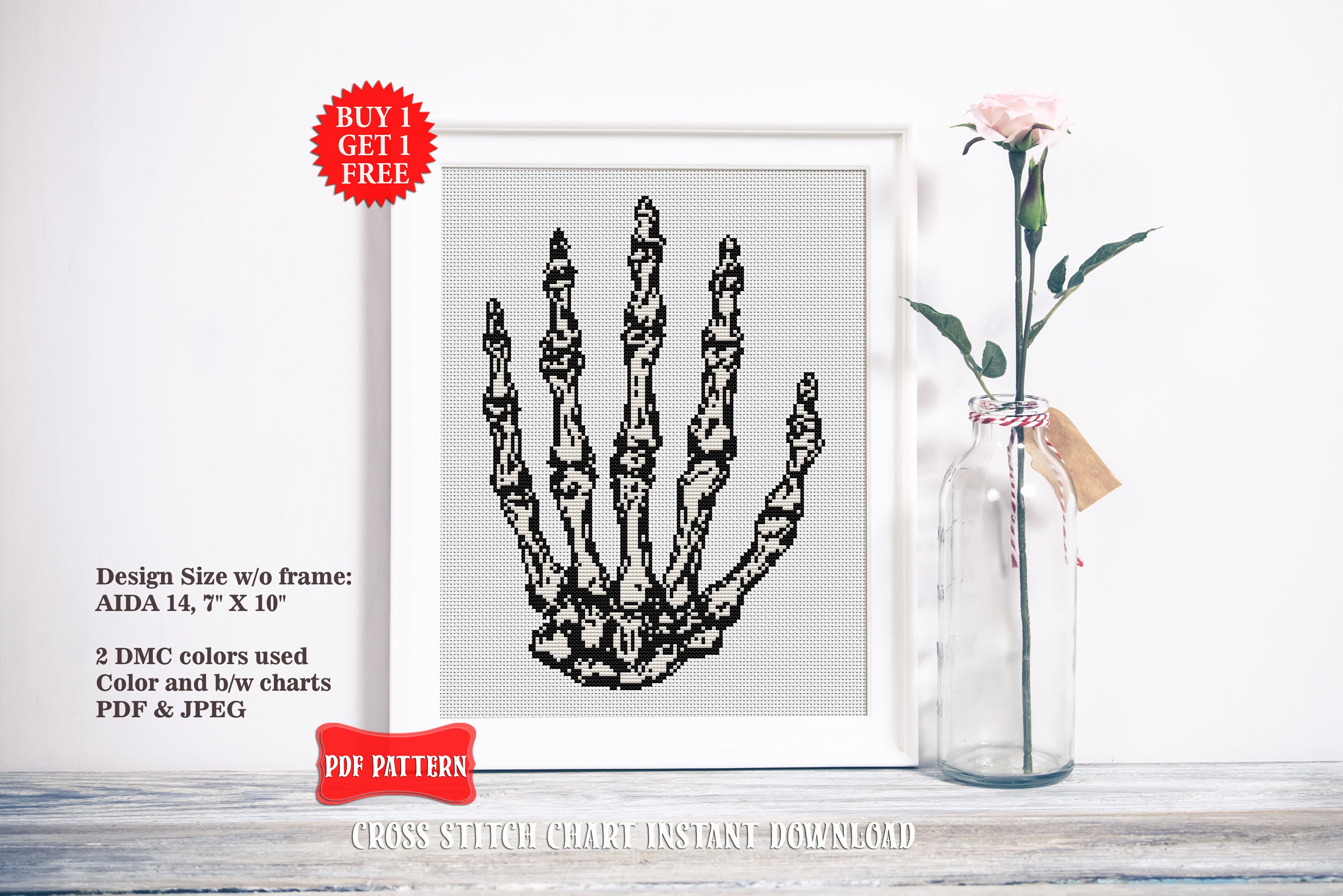 Anatomy Cross Stitch Pattern. Modern Cross Stitch PDF Skeleton Etsy