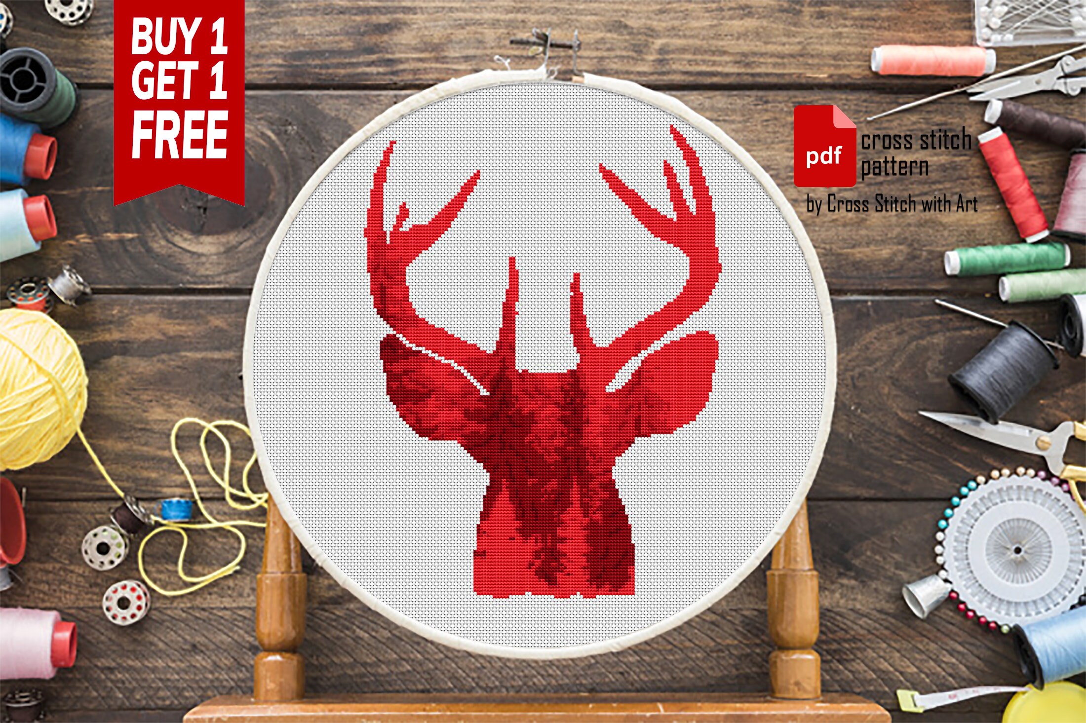 Deer Cross Stitch Pattern. Animal Cross Stitch PDF Animal - Etsy