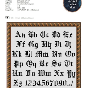 Gothic Alphabet Cross Stitch Pattern, Goth Font Embroidery Design (PDF ...