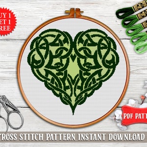 Celtic heart cross stitch pattern Celtic ornament Celtic embroidery design Celtic knot pattern Easy cross stitch chart Modern cross stitch