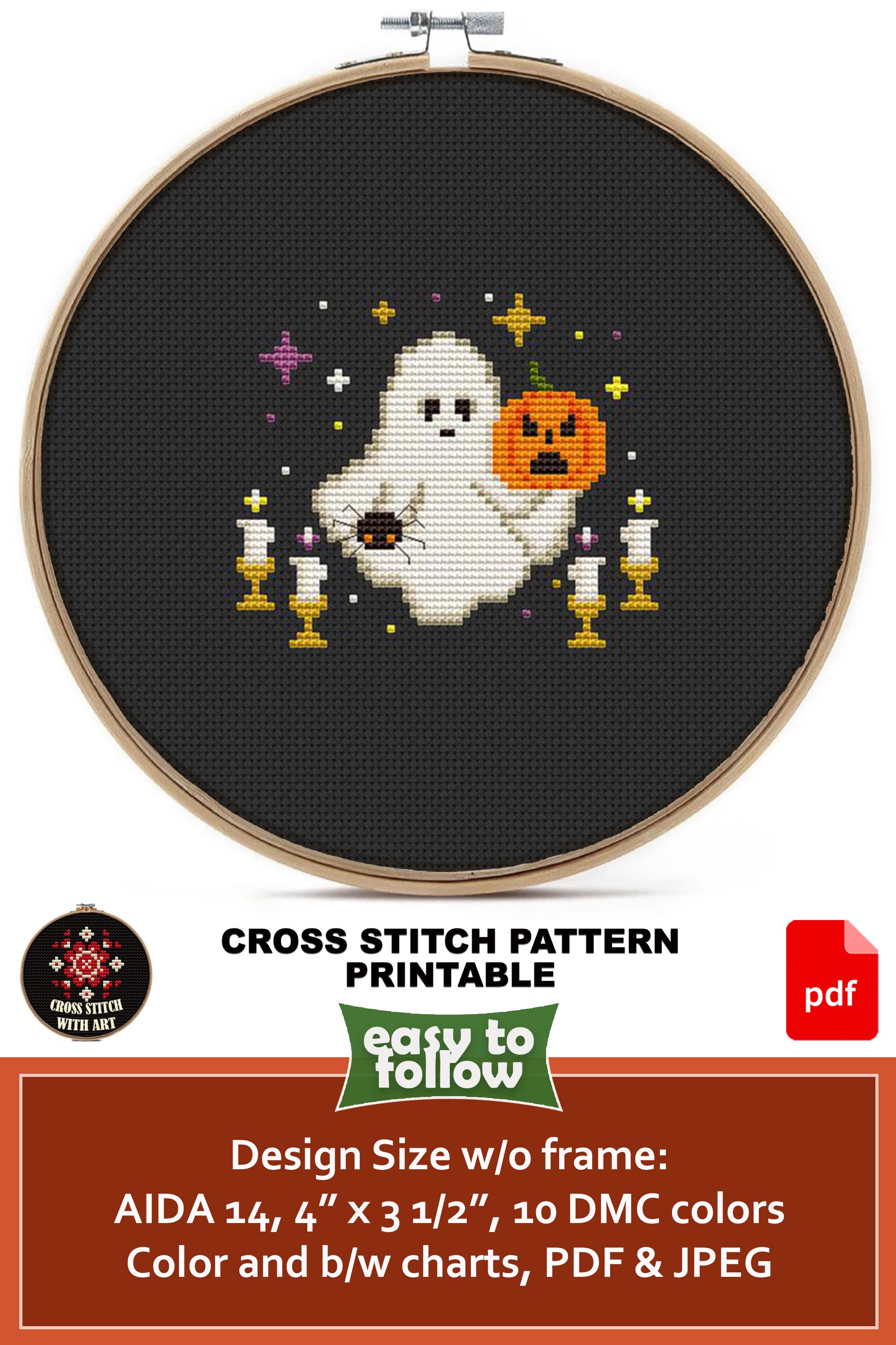 Funny Halloween Ghost Cross Stitch Pattern Bundle (PDF) - Etsy
