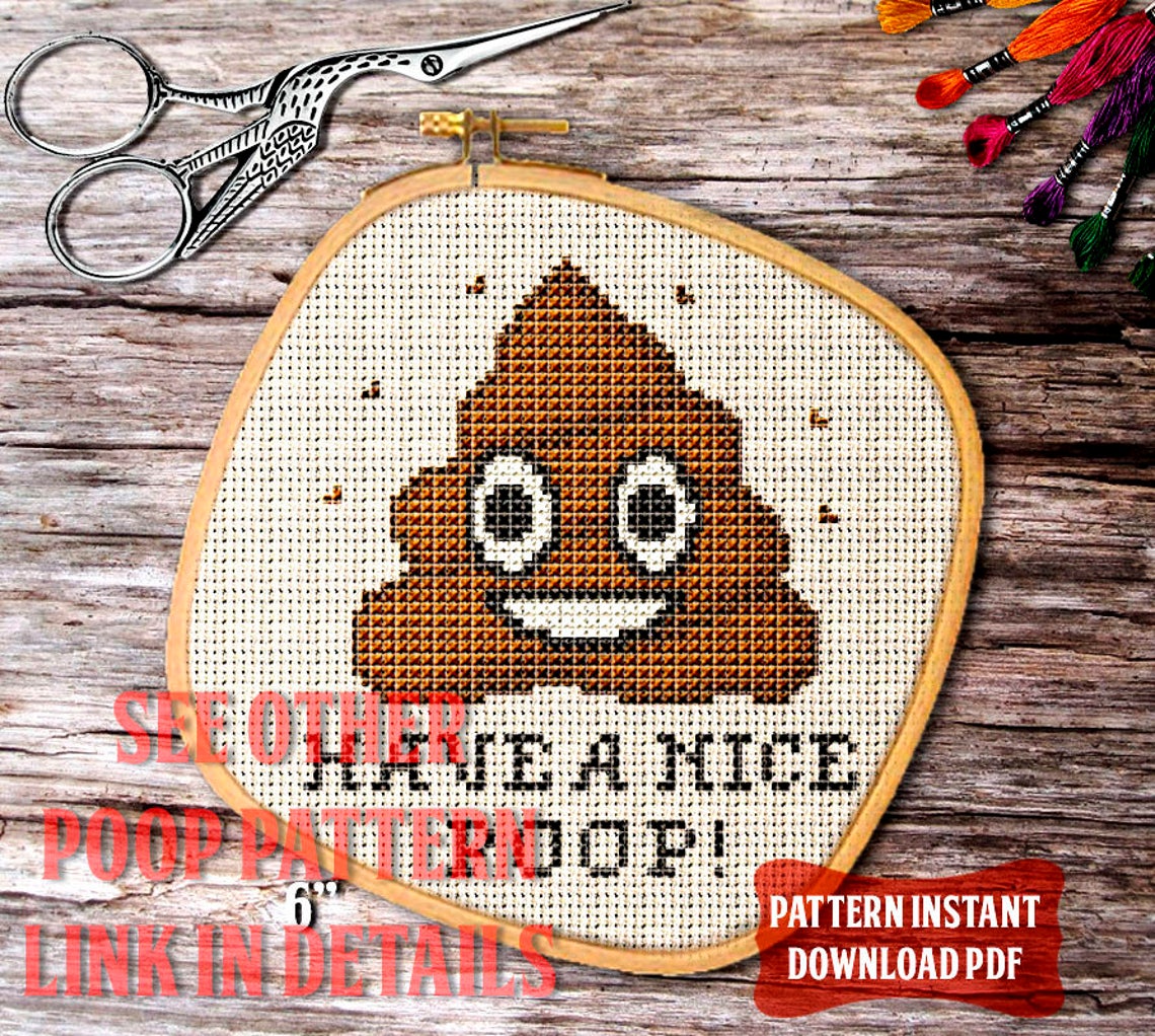 Emoji Cross Stitch Pattern. Funny Cross Stitch PDF. Etsy