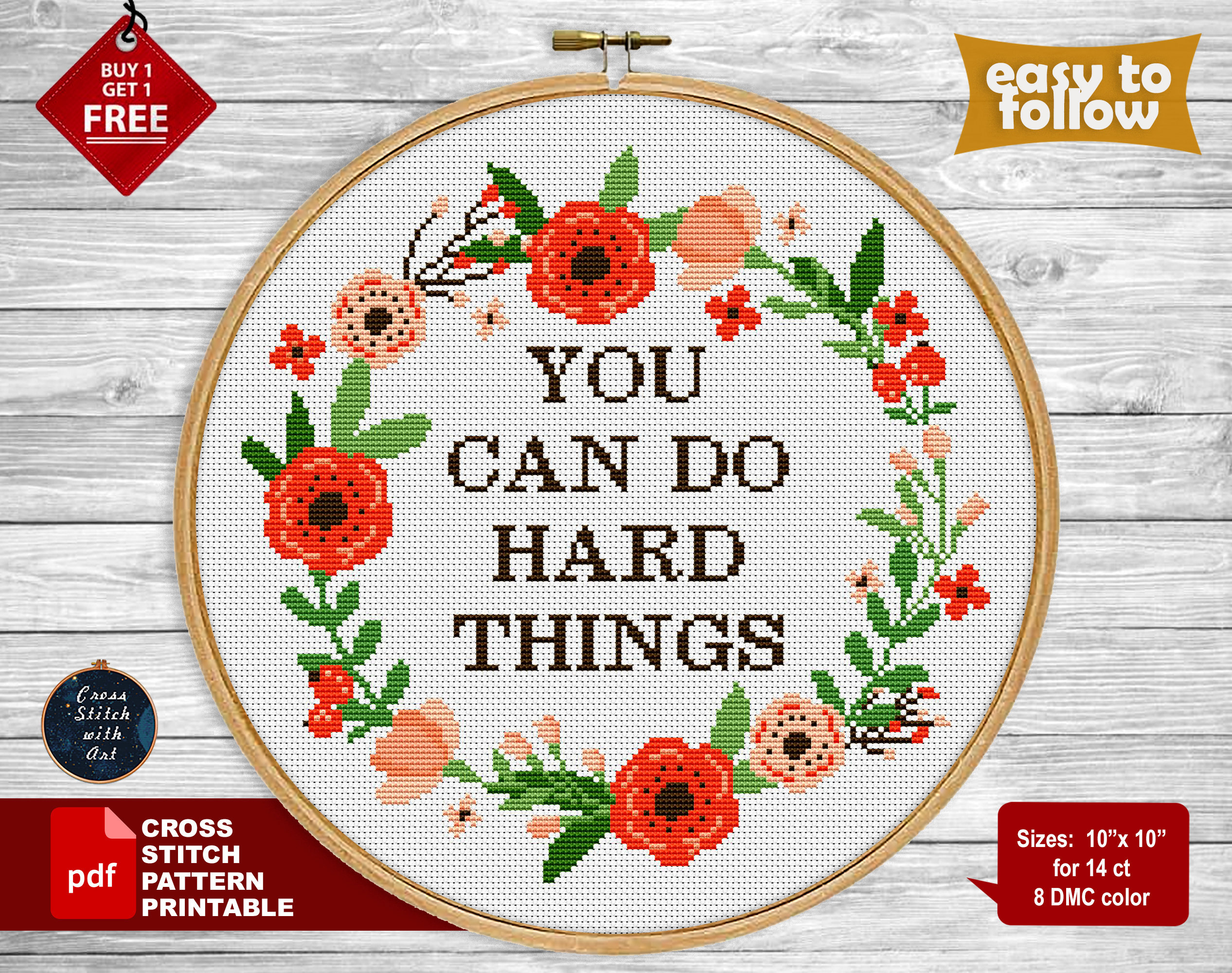 Inspirational and Motivational Cross Stitch Pattern Book: 11 Counted Charts  Designed to Inspire and Promote Positive Mental Health