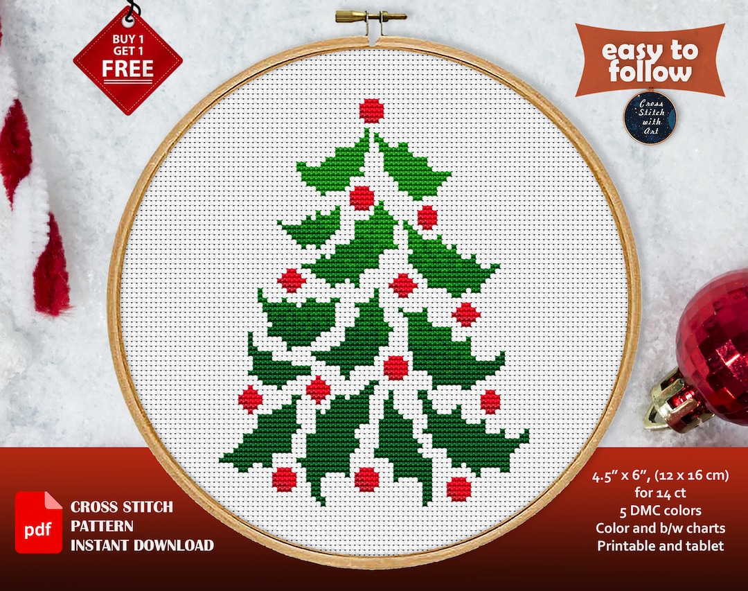 Christmas Tree Cross Stitch Pattern. Xmas Cross Stitch PDF. Christmas Cross Stitch Decor. Easy Counted Cross Stitch. Simple Xstitch Chart - Etsy pattern-free-christmas-cross-stitch-chart-r-crossstitch