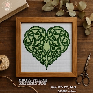Celtic Heart Cross Stitch Pattern – Irish Knotwork Embroidery PDF (Instant Download)