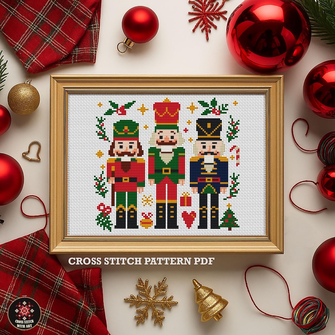 Nutcracker Cross Stitch Pattern PDF. Festive Christmas Soldiers ...