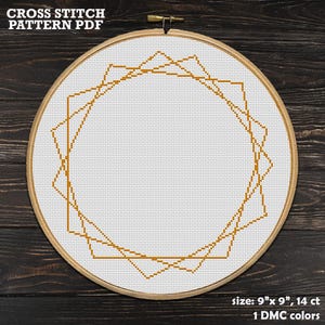 Geometric Pentagon Cross Stitch Pattern, Modern Border (PDF Download)