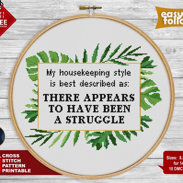 My Housekeeping Style cross stitch pattern. Snarky cross stitch, Sassy modern cross stitch PDF, Sarcastic quote cross stitch, embroidery