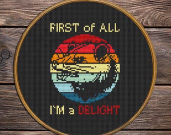 Funny Possum Cross Stitch Pattern – Retro Sarcastic Design (PDF Pattern)
