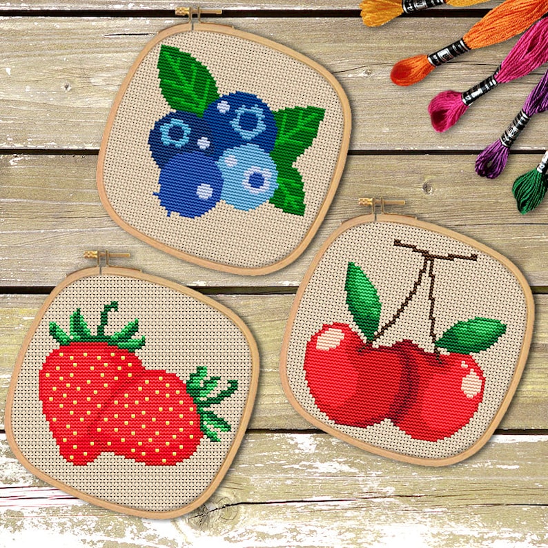 Kitchen Cross Stitch Pattern Modern Cross Stitch Blueberry - Etsy