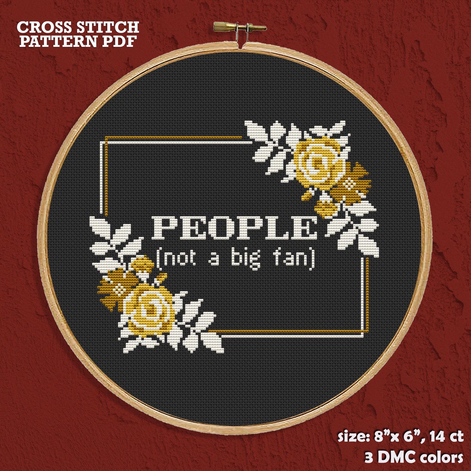 Funny Introvert Cross Stitch Pattern – People Not a Big Fan (PDF ...