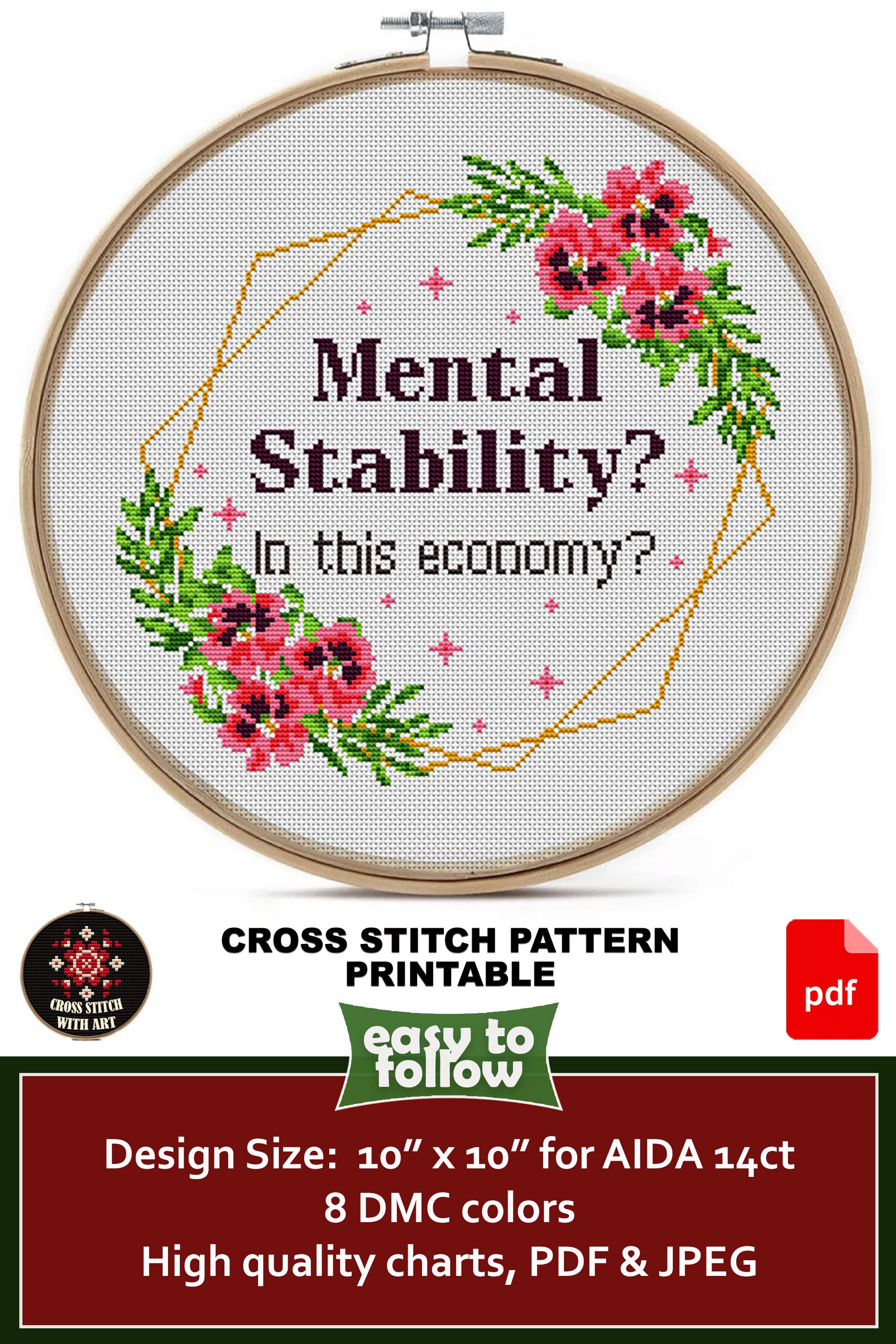 Funny Floral Cross Stitch Pattern | Sarcastic Quote Embroidery PDF ...