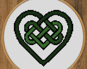 Celtic Heart Cross Stitch Pattern, Irish Knot, Easy Valentines Gift (PDF Chart, Digital Download)