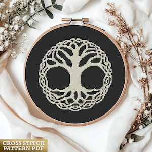 Tree Of Life Cross Stitch Pattern PDF - Celtic Knot Cross Stitch Ornament - Easy Cross Stitch Chart - Yggdrasill Celtic Embroidery Design
