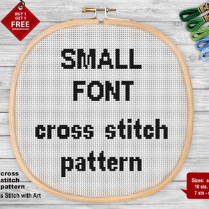 Small Аont Alphabet cross stitch pattern.- Letters cross stitch PDF chart - Font Hand Embroidery Design - Easy text cross stitch decor