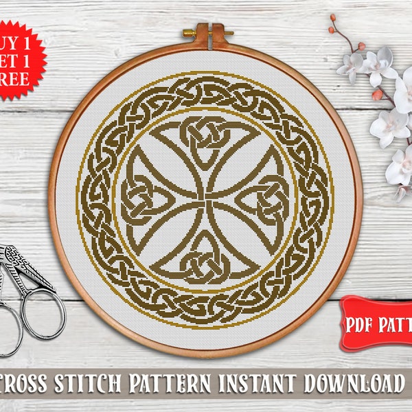 Celtic cross stitch pattern. Irish ornament cross stitch modern. Celtic Knot embroidery Easy cross stitch PDF Counted cross stitch beginners