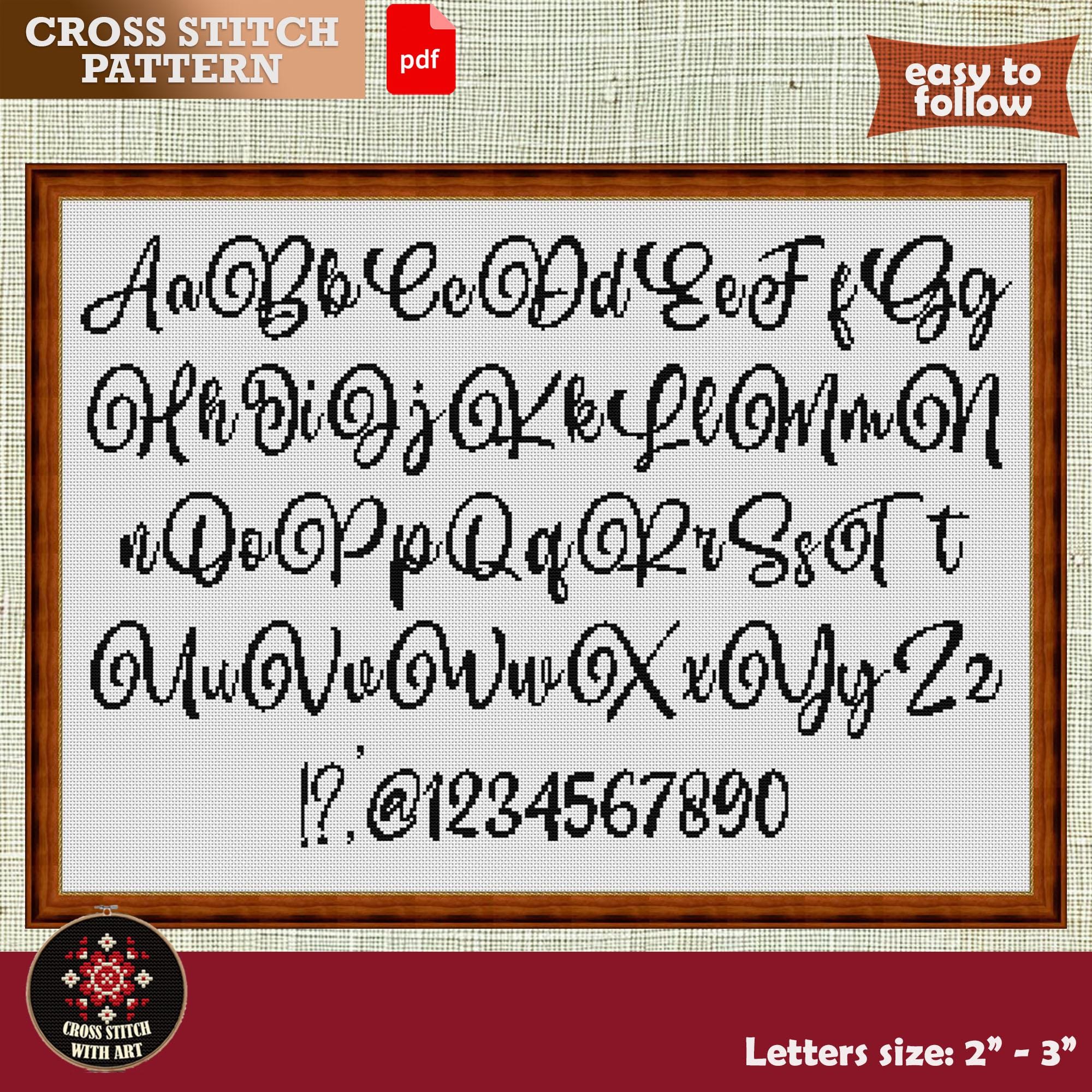 Elegant Calligraphy Alphabet Cross Stitch Pattern | Script Font (PDF ...