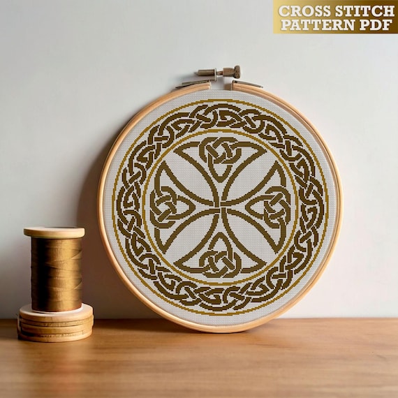 Celtic Cross Stitch Pattern: Modern Irish Ornament Embroidery (PDF Download)