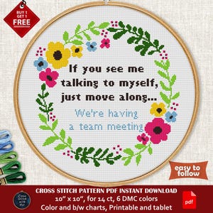 Funny cross stitch pattern. Snarky cross stitch PDF. Sarcastic office humor. Modern counted cross stitch. We&#39;re Having a Team Meeting sign