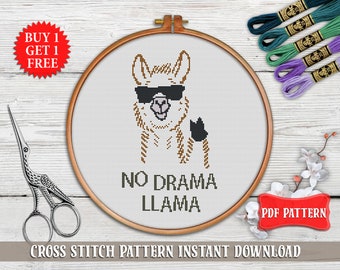 Llama cross stitch pattern Modern alpaca cross stitch design Boho animal embroidery hoop art X-stitch wall art funny quote cross stitch PDF