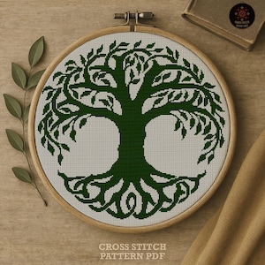 Tree of Life Cross Stitch Pattern, Celtic Knot Ornament, Irish Decor (PDF Download)