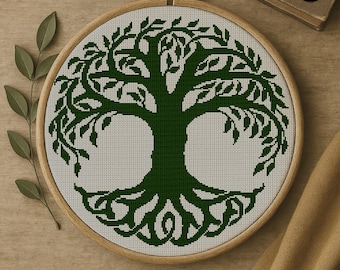 Tree of Life Cross Stitch Pattern, Celtic Knot Ornament, Irish Decor (PDF Download)