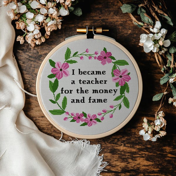 Teacher Quote Cross Stitch Pattern, Sarcastic Humor (PDF)