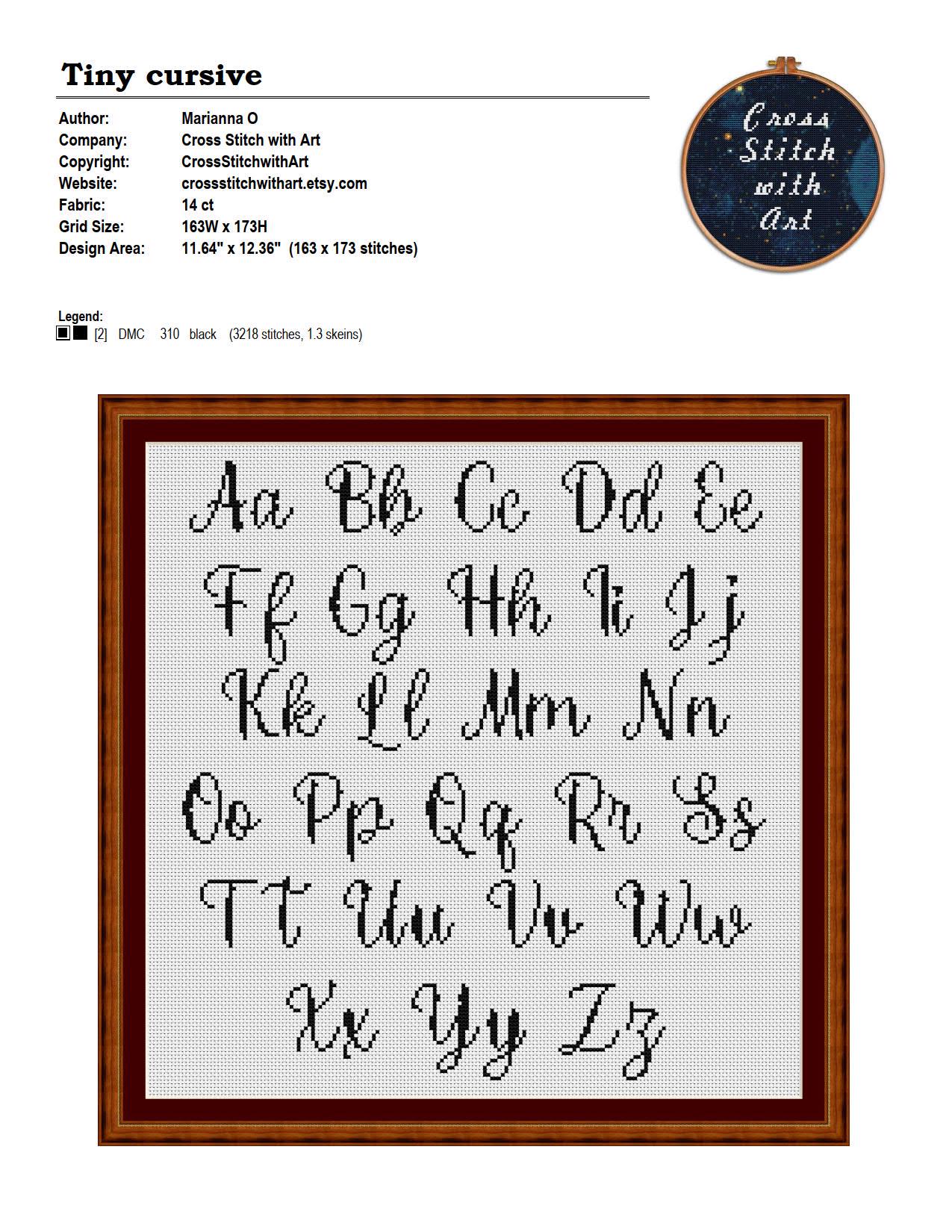 Calligraphy Cross Stitch Font Bundle – Cursive & Script Alphabet PDF ...